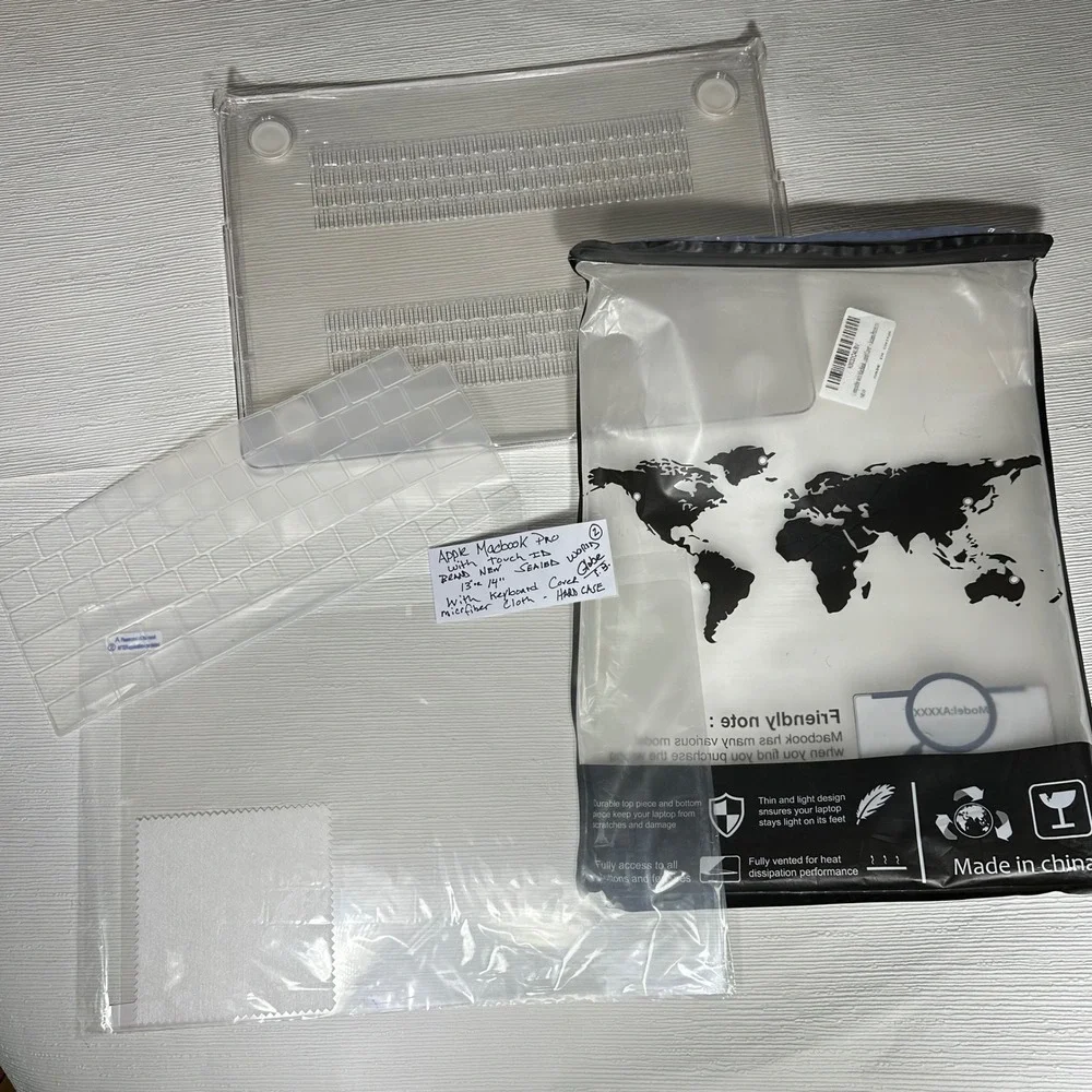 Clear World Globe Sparkle Case for Apple MacBook 13 14 inch Keyboard Cover Bundl